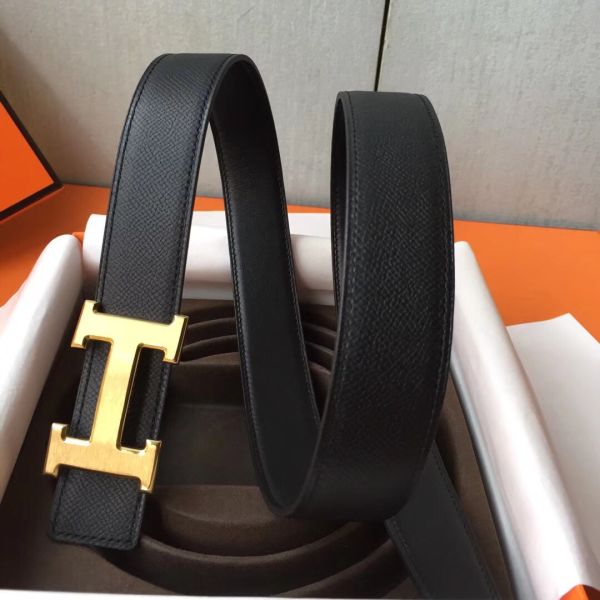 HERM H Belt Buckle & Black Epsom 32 MM Strap