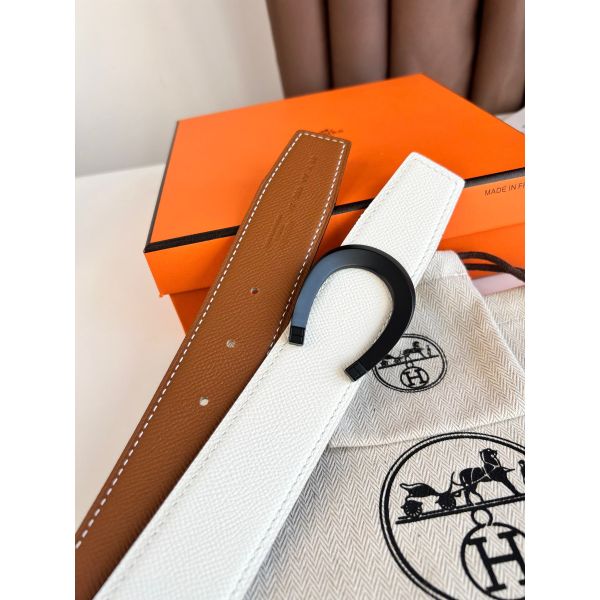 HERM Luck Reversible Belt 38MM in Epsom Leather with Black Buckle