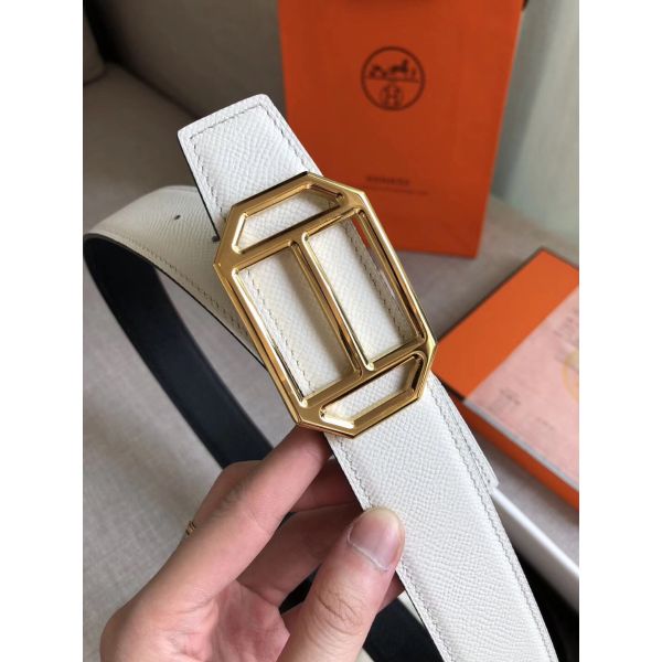 HERM Pad Reversible Belt In Black/White Epsom Leather