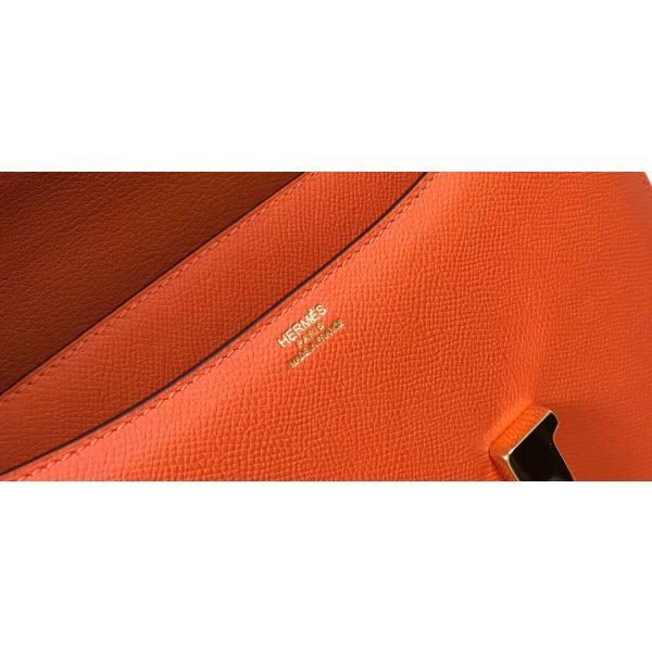 HERM Orange Constance MM 24cm Epsom Leather Bag