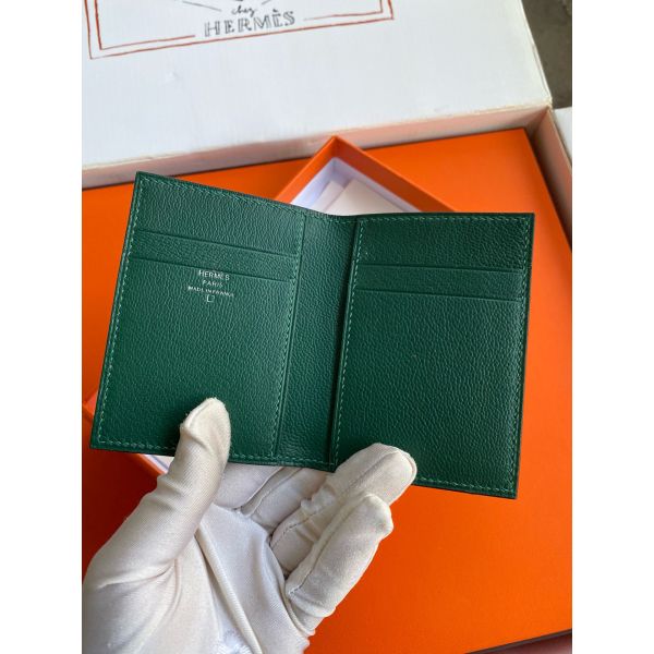 HERM MC² Euclide Card Holder in Vert Emeraud Shiny Alligator Leather