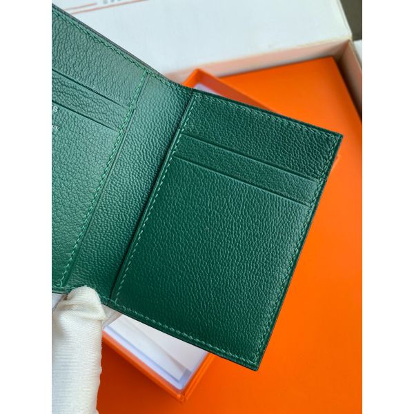 HERM MC² Euclide Card Holder in Vert Emeraud Shiny Alligator Leather