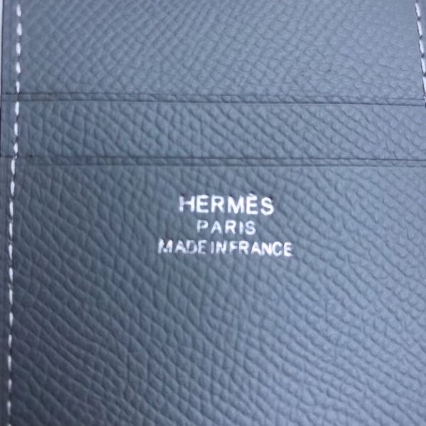 HERM MC² Euclide Card Holder In Blue Lin Epsom Leather