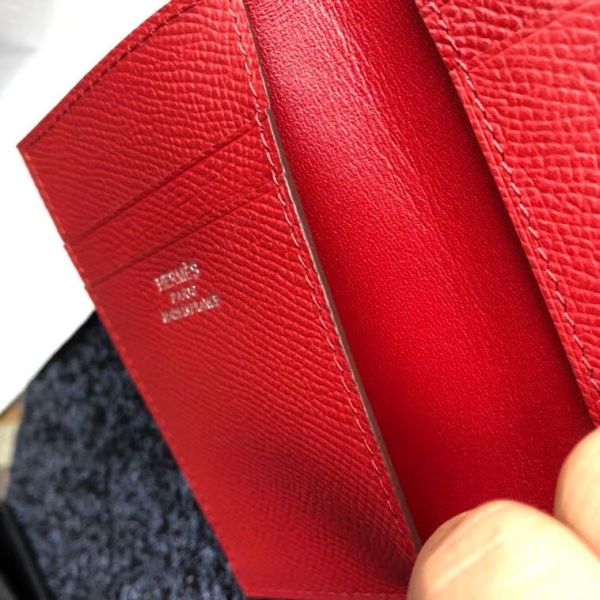 HERM MC² Euclide Card Holder In Red Epsom Leather