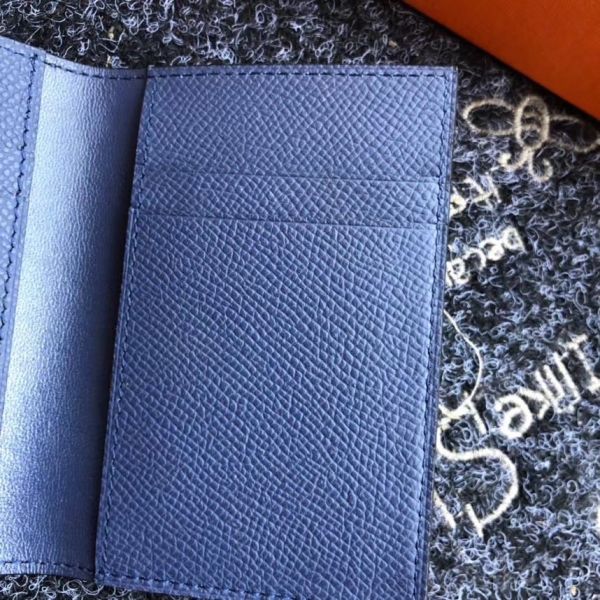 HERM MC² Euclide Card Holder In Sapphire Epsom Leather