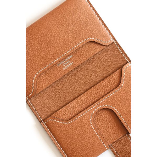 HERM R.M.S Card Holder in Gold Evergrain Calfskin