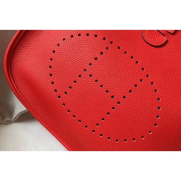 HERM Evelyne III 29 PM Bag In Red Clemence Leather