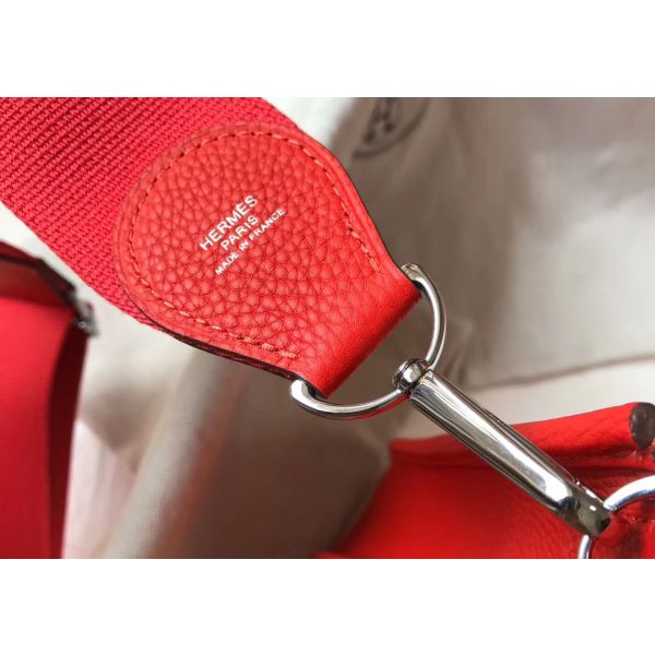 HERM Evelyne III 29 PM Bag In Red Clemence Leather