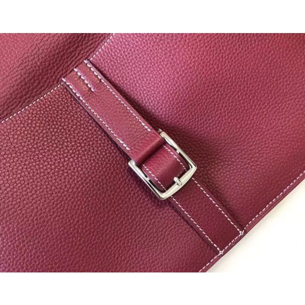 HERM Halzan 31cm Bag In Bordeaux Clemence Leather
