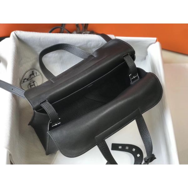 HERM Halzan 31cm Bag In Black Clemence Leather