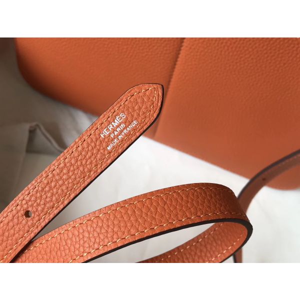 HERM Halzan 31cm Bag In Orange Clemence Leather
