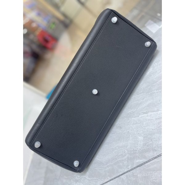 HERM Kelly 42 Maxi Handmade Bag in Black Clemence Leather