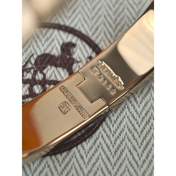 HERM Marron Glace Enamel Clic H Bracelet
