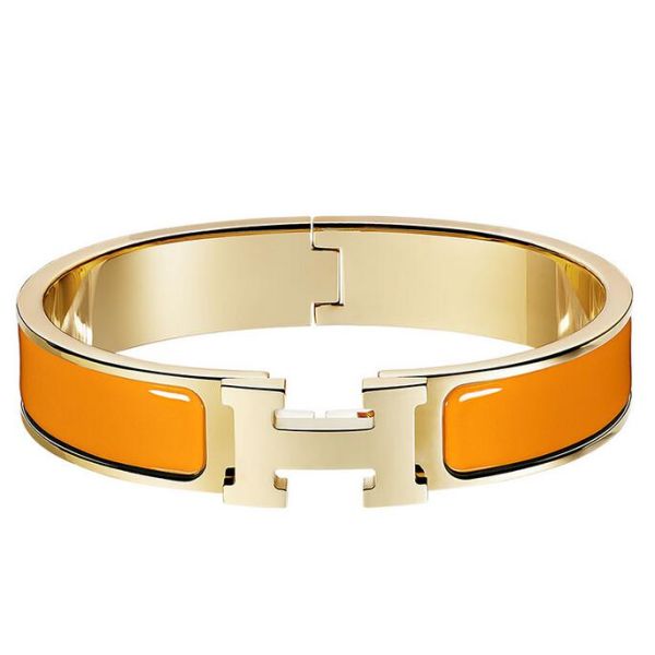 HERM Orange Enamel Clic H PM Bracelet