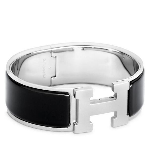 HERM Black Enamel Clic Clac H PM Bracelet