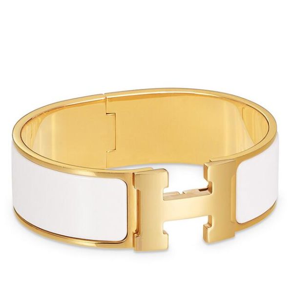 HERM White Enamel Clic Clac H PM Bracelet