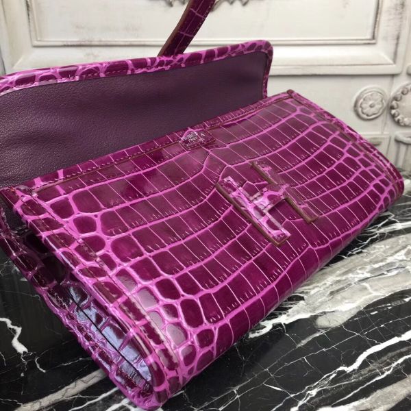 HERM Jige Elan 29 Clutch In Fuchsia Crocodile Leather