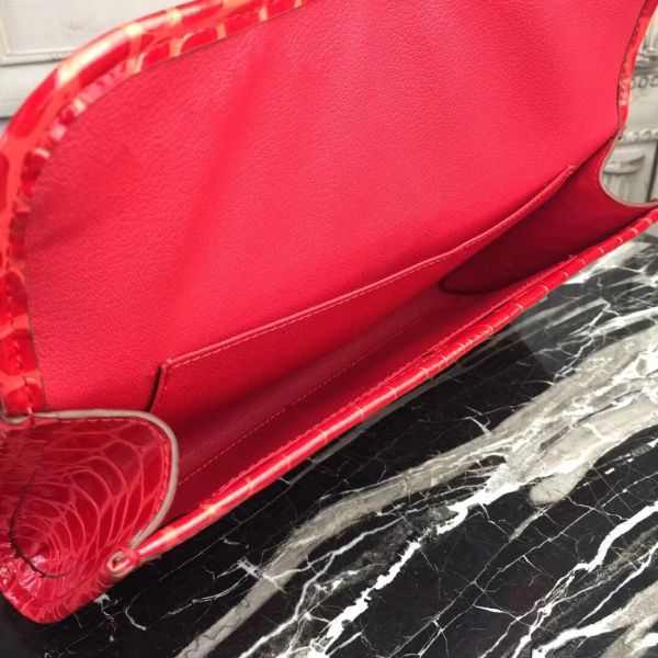 HERM Jige Elan 29 Clutch In Red Crocodile Leather