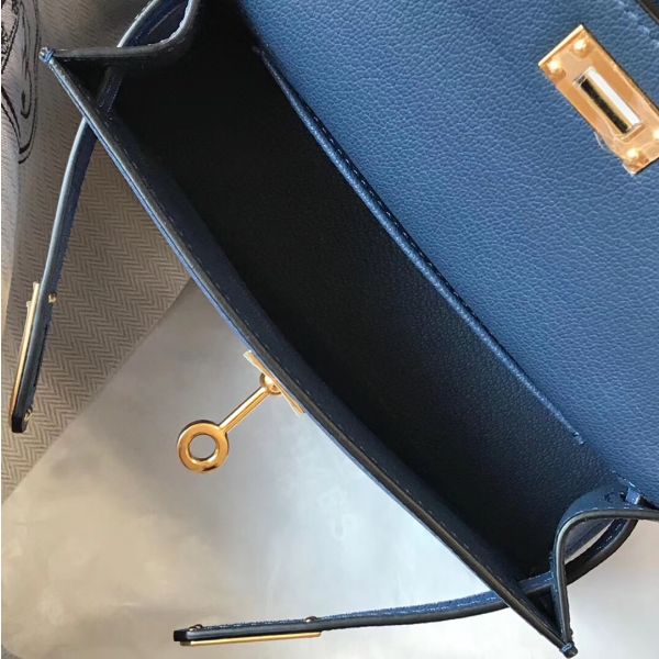 HERM Kelly Mini II Bag In Blue Agate Epsom Leather GHW