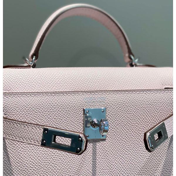 HERM Kelly Mini II Bag In Mauve Pale Epsom Leather PHW