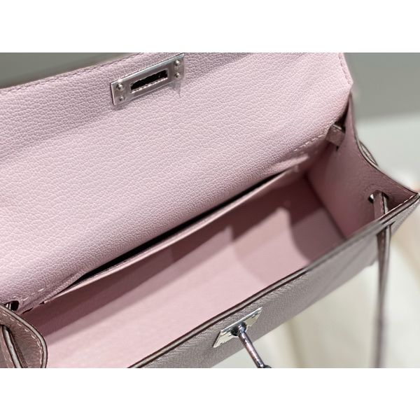 HERM Kelly Mini II Bag In Mauve Pale Epsom Leather PHW