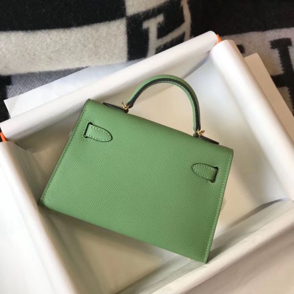 HERM Kelly Mini II Bag In Vert Criquet Epsom Leather GHW