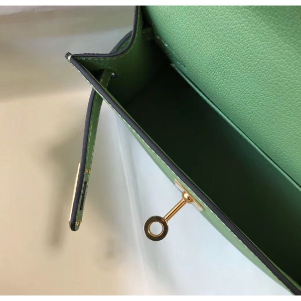 HERM Kelly Mini II Bag In Vert Criquet Epsom Leather GHW