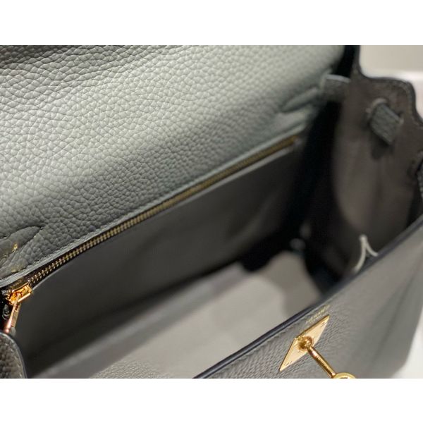 HERM Kelly 25cm Retourne Bag In Gris Meyer Clemence Leather