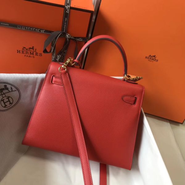 HERM Kelly 25cm Sellier Bag In Piment Epsom Leather
