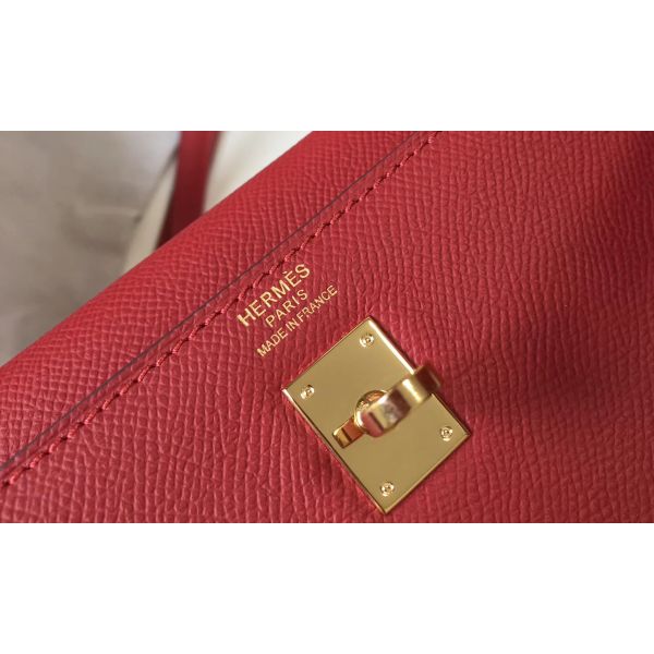 HERM Kelly 25cm Sellier Bag In Red Epsom Leather