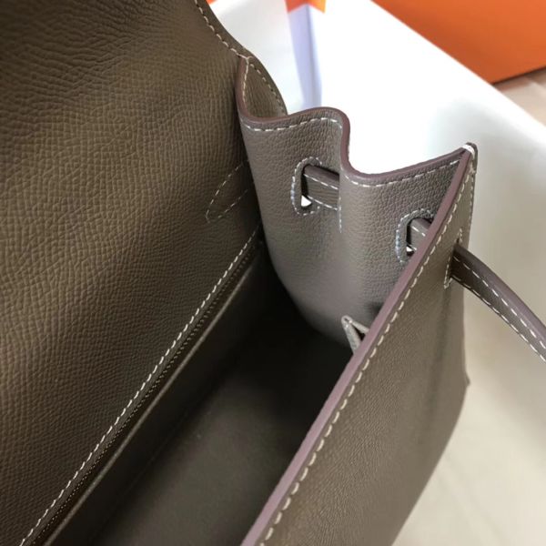 HERM Kelly 25cm Sellier Bag In Taupe Epsom Leather