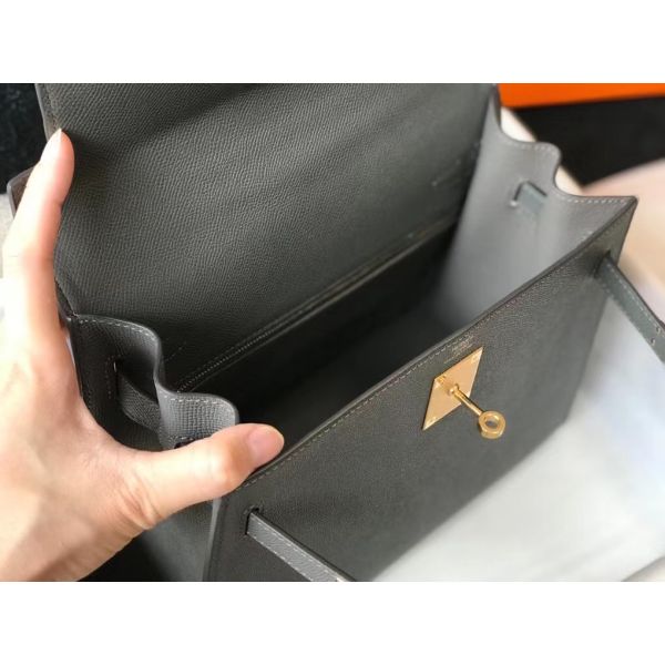 HERM Kelly 28cm Bag In Ardoise Epsom Leather GHW