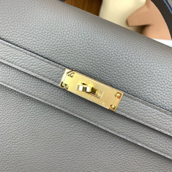 HERM Kelly Depeches 36 Briefcase in Etain Clemence Leather