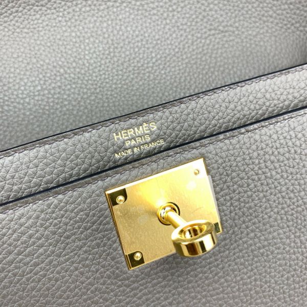 HERM Kelly Depeches 36 Briefcase in Etain Clemence Leather
