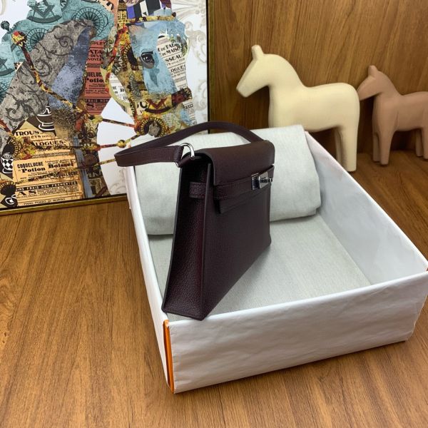 HERM Kelly Elan Handmade Bag In Rouge Sellier Chevre Mysore Leather