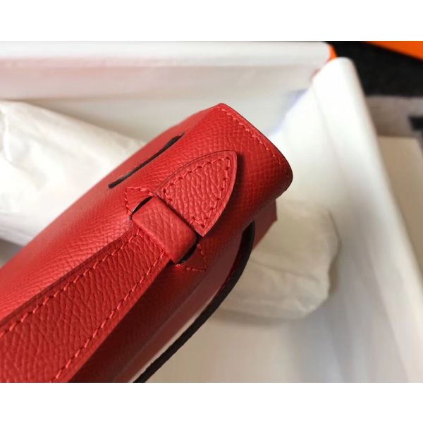 HERM Kelly Pochette Bag In Red Epsom Leather