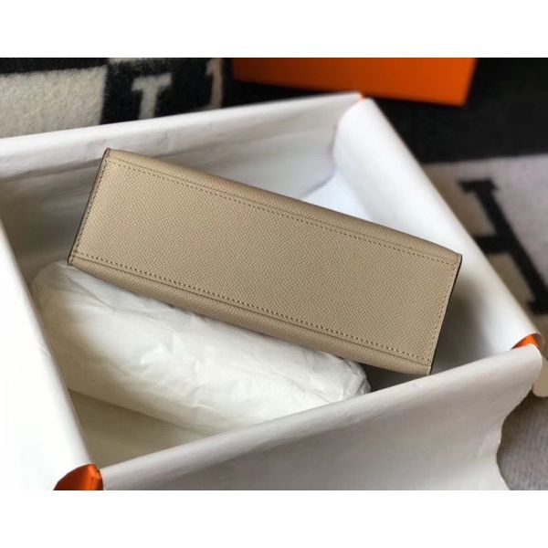 HERM Kelly Pochette Bag In Gris Tourterelle Epsom Leather