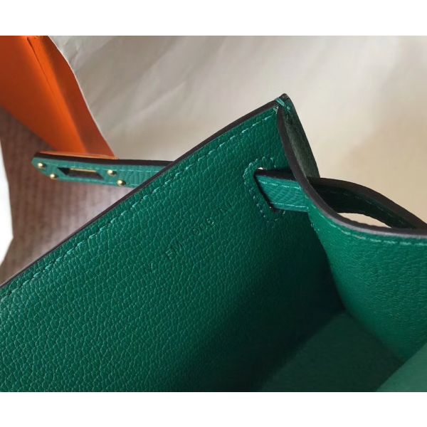 HERM Kelly Pochette Bag In Vert Veronese Epsom Leather