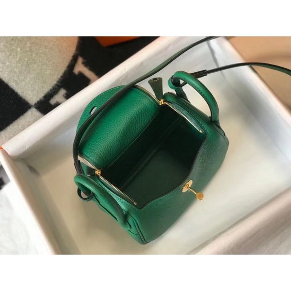 HERM Lindy Mini Bag In Green Clemence Leather GHW
