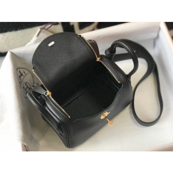HERM Lindy Mini Bag In Black Clemence Leather GHW