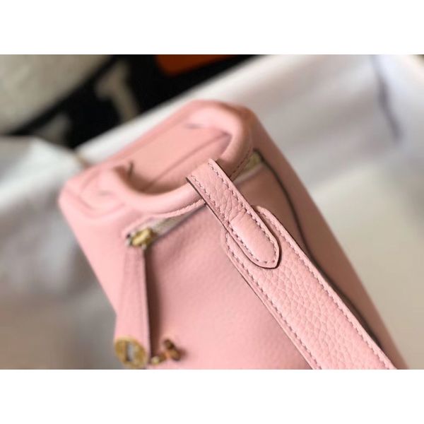 HERM Lindy Mini Bag In Pink Clemence Leather GHW