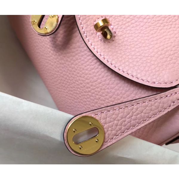 HERM Lindy Mini Bag In Pink Clemence Leather GHW