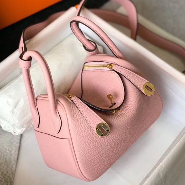 HERM Lindy Mini Bag In Pink Clemence Leather GHW