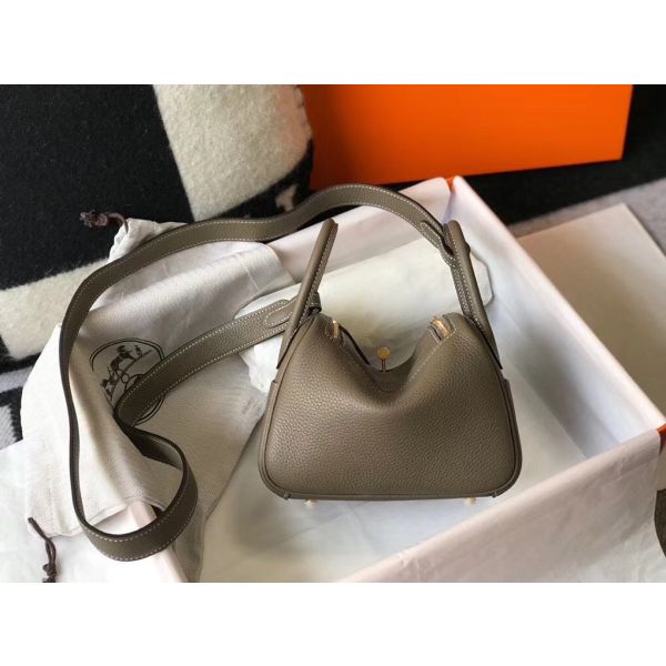 HERM Lindy Mini Bag In Taupe Clemence Leather GHW