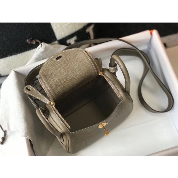 HERM Lindy Mini Bag In Taupe Clemence Leather GHW