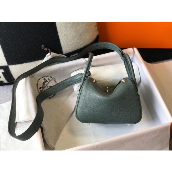 HERM Lindy Mini Bag In Vert Amande Clemence Leather GHW