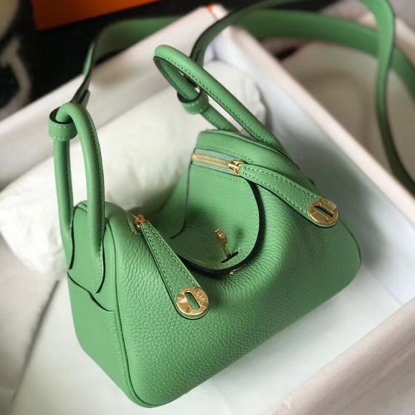 HERM Lindy Mini Bag In Vert Criquet Clemence Leather GHW