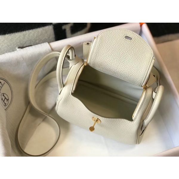 HERM Lindy Mini Bag In White Clemence Leather GHW