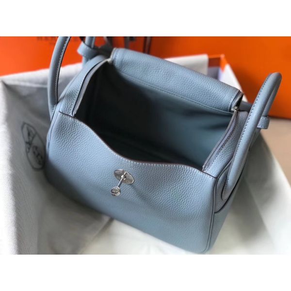 HERM Lindy 26cm Bag In Blue Lin Clemence Leather PHW