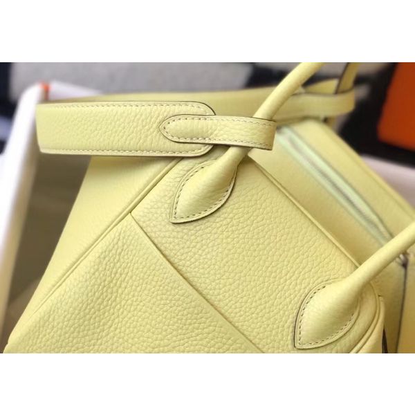 HERM Lindy 26cm Bag In Jaune Poussin Clemence Leather GHW